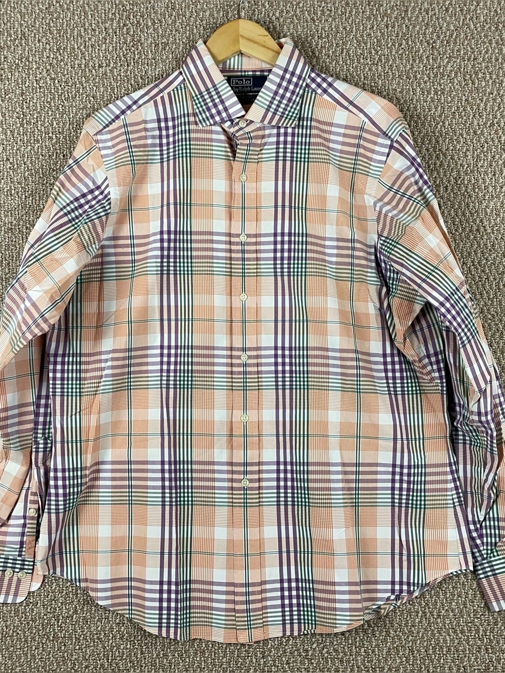Polo Ralph Lauren Button Shirt Men’s XL Plaid Regent Cotton Long Sleeve F60